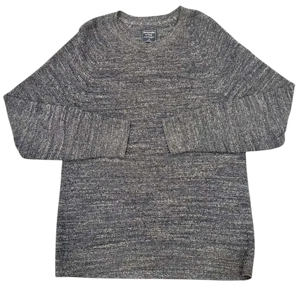 Abercrombie & Fitch Sweater Mens Medium Gray Round Neck Pullover Knit Cotton